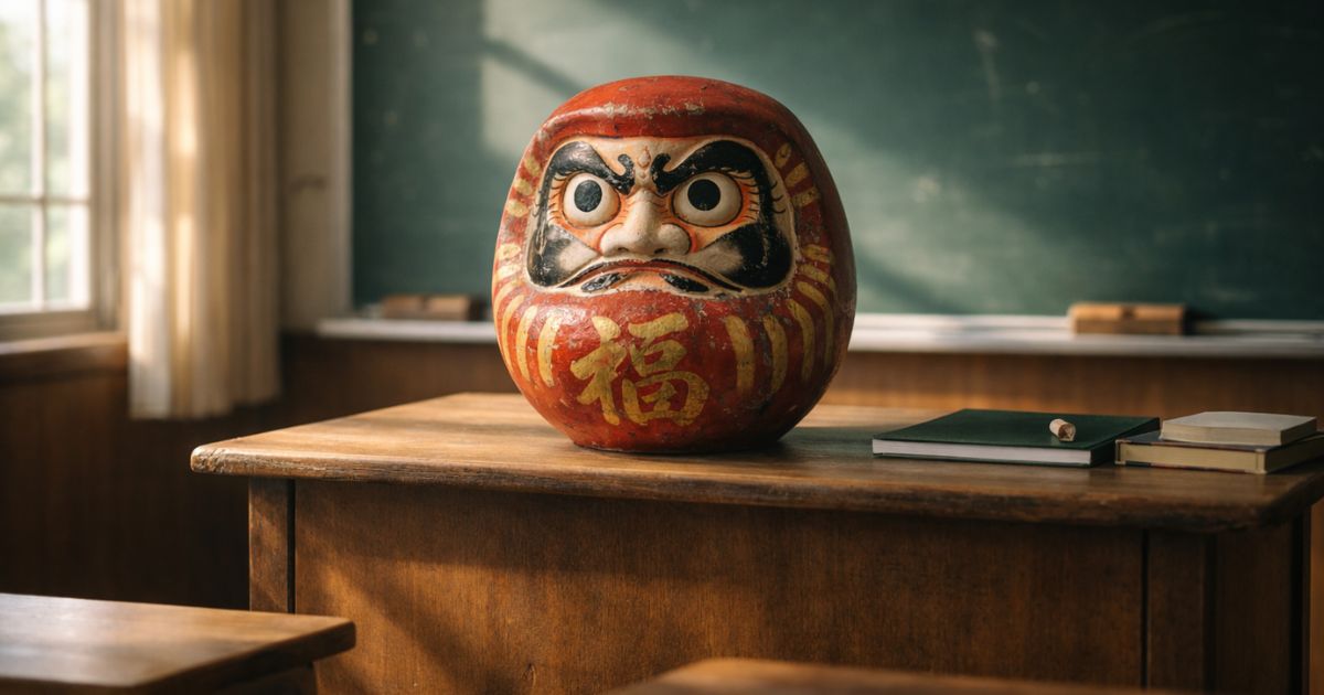 教壇の上に載っているだるま