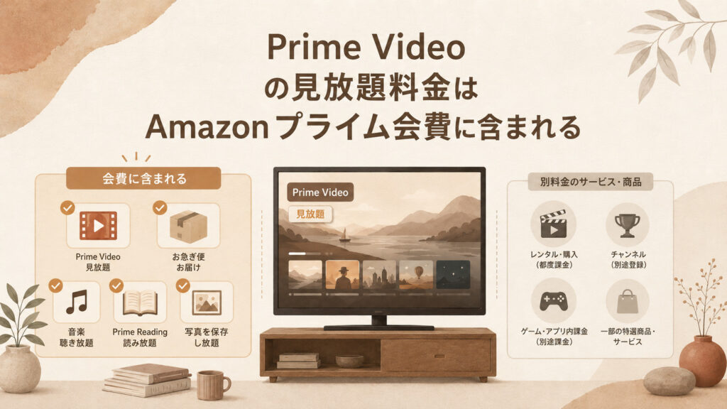 Prime Videoの見放題作品の視聴料はAmazonプライム会費内