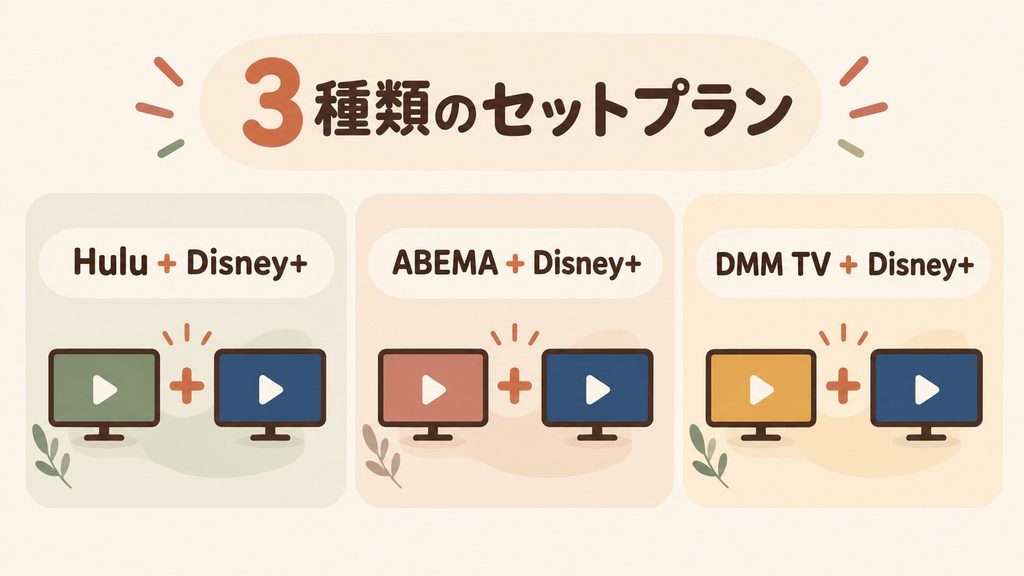 ディズニープラスのセットプランはHulu・ABEMA・DMMの3種類
