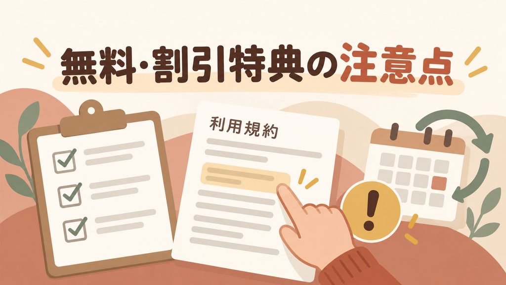 無料・割引特典を利用するときの注意点