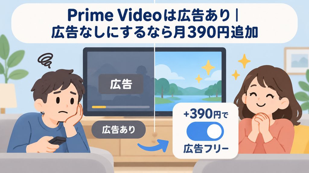 Prime Videoは広告あり|広告なしにするなら月390円(税込)追加
