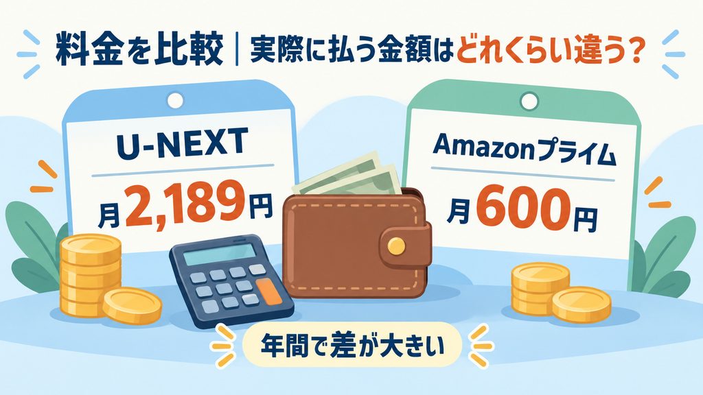Prime VideoとU-NEXTの料金を比較|実際に払う金額はどれくらい違う?