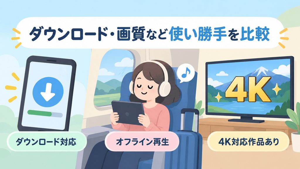 ダウンロード・画質など使い勝手を比較